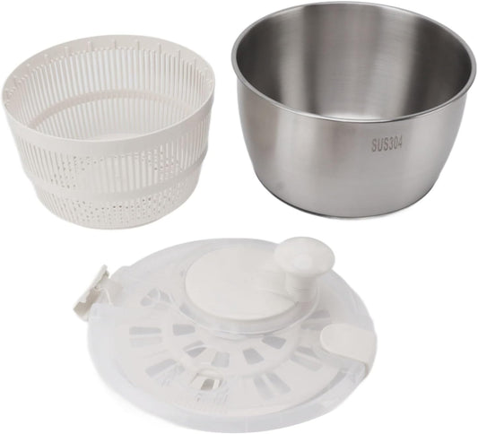 Stainless Steel Salad Spinner - Large Capacity Lettuce Spinner with Multifunctional Drain Basket for Vegetable Drying and Fruit Washing