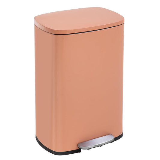 13 Gallon/50 L Garbage Can Kitchen Trash Can with Lid for Office Bedroom Bathroom Step Trash Bin Fingerprint-Proof Brushed Stainless Steel