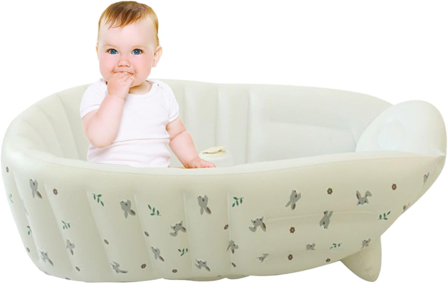 Baby Bathtub - Toddler Wash Tub Bath Seat for Pool - Adjustable Bathing Support Seat, Foldable Sitting Shower Bathtub for Camping Beach Travel Outdoor