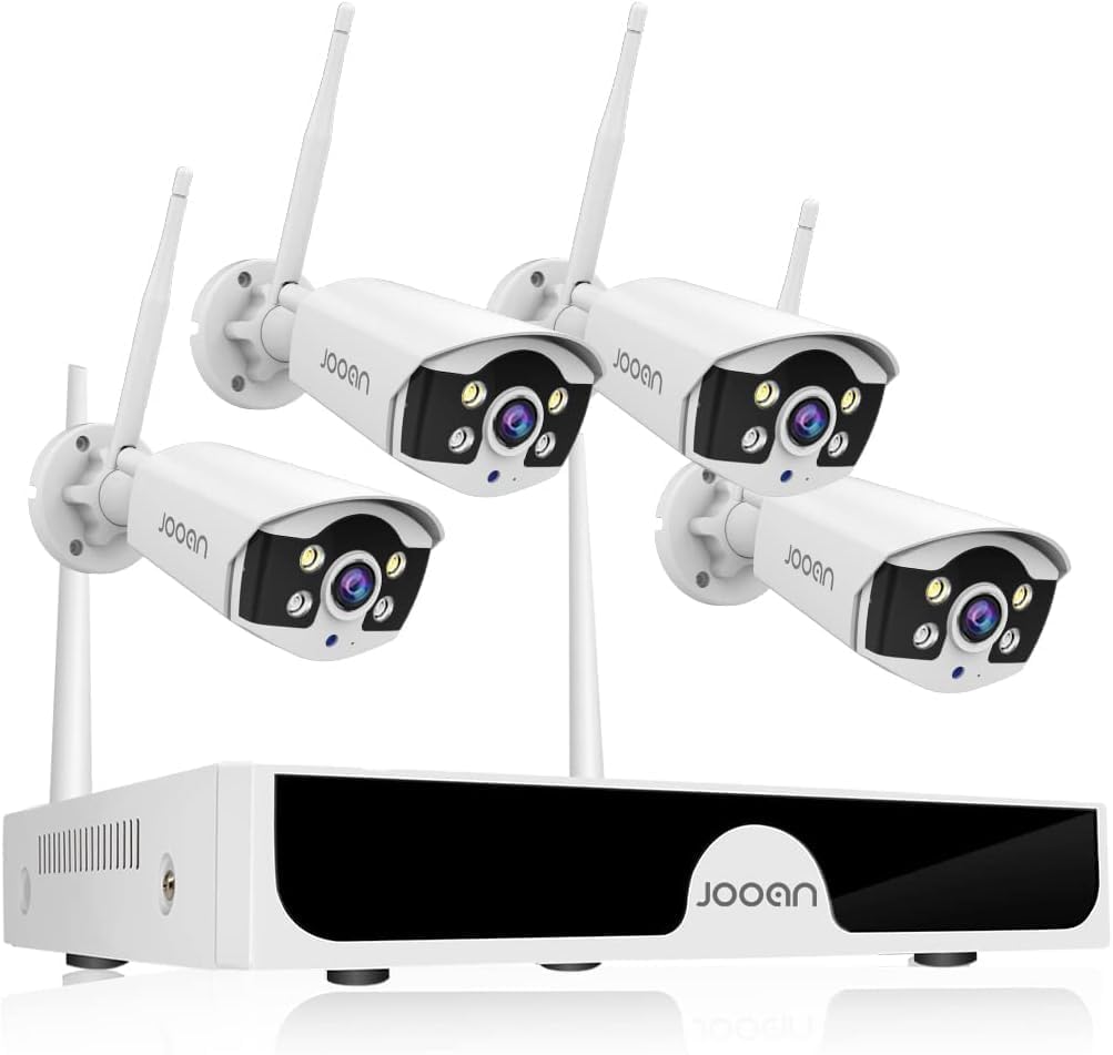 JOOAN【IP67 Weatherproof & H.265+ System】3MP Security Camera System Outdoor,10-Channel NVR&4Pcs FHD 1296P Video Record CCTV Cameras,Waterproof&Good Night Vision,Motion Dectection&Email Alarm,No HDD