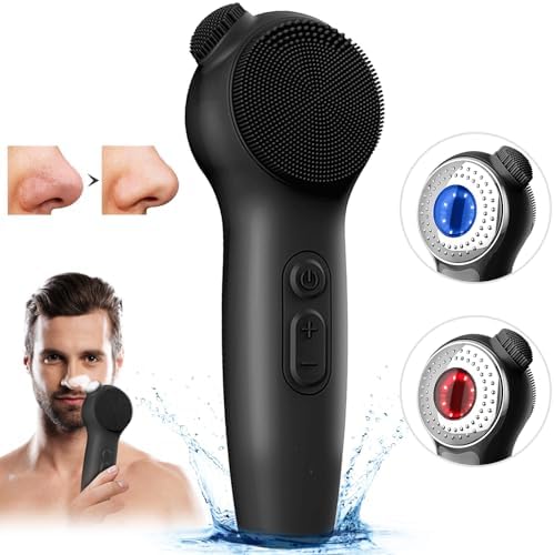 Landmore Silicone Face Scrubber, Waterproof Facial Cleansing Brush with Red Light Thermal Massage, Electric Face Scrubber with Nose Scrubber Exfoliator for Women/Men Deep Cleansing, Power Exfoliating