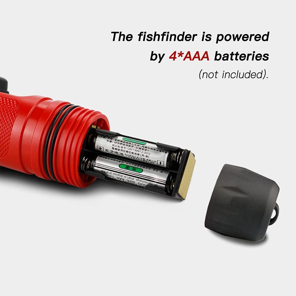 Portable Fish Finder,HUIOP Sonar Ice Fishing Fishfinder with LED Underwater Light Handheld Fishfinder with 0.8-90m Detection Depth