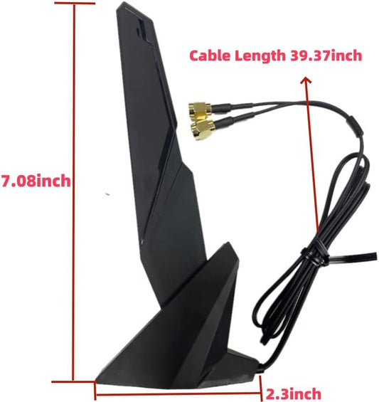 SMA WiFi 6e 2T2R Antenna 2.4G/5G Dual Band for GIGABYTE AORUS Z390 Z270 Z370 Z490 Z590 Z690 X470 X570 X570S X570I H470 H470I H610 B460 B450 B550 B560 B660 AX X299X Magnetic Base PC Desktop - PuriLite