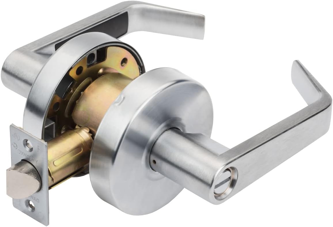 Dynasty Hardware AUG-00-26D Grade 2 Commercial Duty Office Door Keyed Lever Lockset, ADA, Satin Chrome Finish