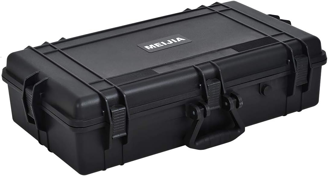 MEIJIA Portable Waterproof Protective Hard Case,Camera Case with Customizable Fit Foam Inserted, Elegant Black (9.17"x 7.56"x4.33")