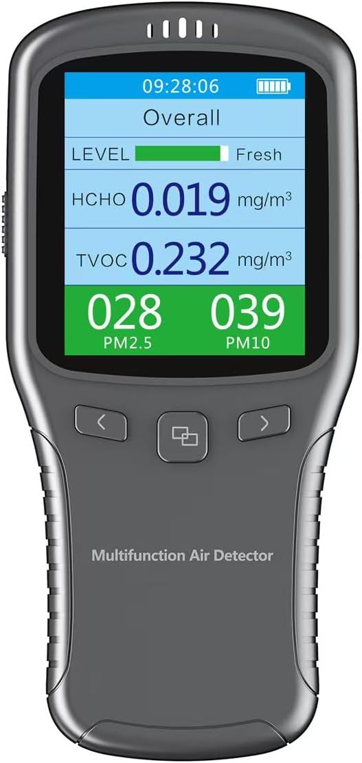 Air Quality Tester, 8 in 1 Air Quality Monitor Indoor,Formaldehyde Detector, voc Meter, Detect Indoor HCHO,TVOC,AQI,PM2.5,PM10,PM1.0,Temperature and Humidity Tester (Black)