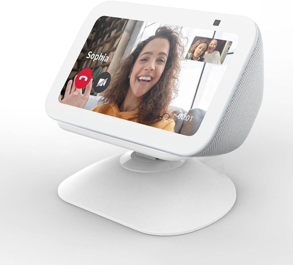 Dianves Adjustable Stand for Echo Show 5 (3rd Gen), Tilt + Swivel Stand Multi Angle Rotation Magnetic Anti-Slip Base for Show 5,Rotatable All Around Compatible with Mobile Phones (White)