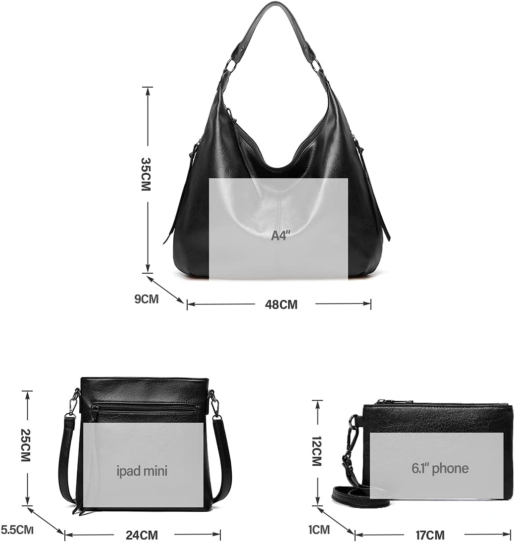 Ashioup Hobo Bags for Women Soft PU Leather Shoulder Bag Vintage Slouchy Handbag with Zipper