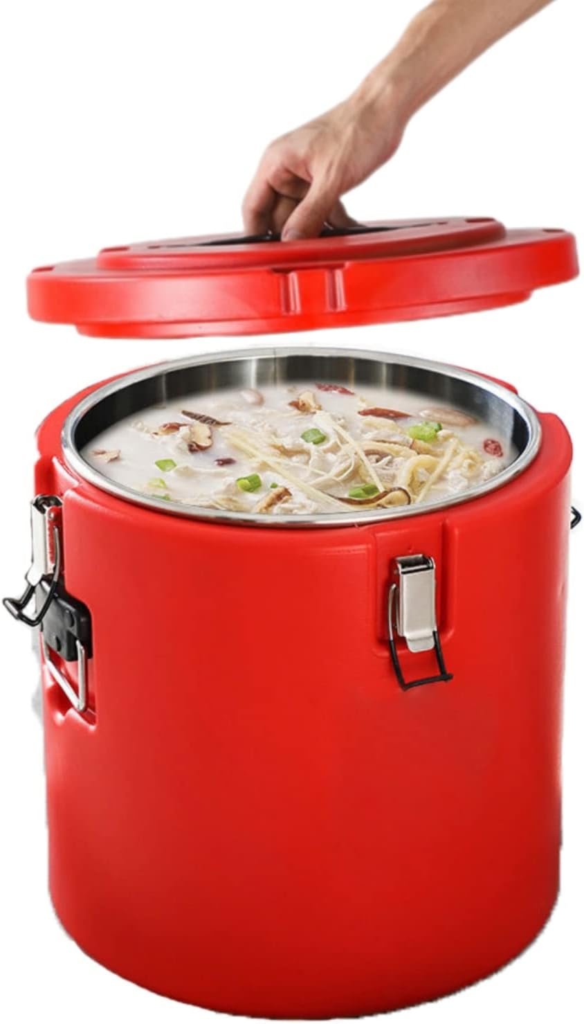 Insulated Soup Pan Carrier Portable Commercial Hot -Cold Hot Box Food Warmer Large Insulation Barrel Cooler Carrier Stainless Steel Lining with Dust Cover 15Quarts(3.75gal)