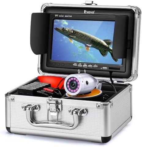 Eyoyo Fishing Camera Video Fish Finder 7 inch LCD Monitor 1000TVL Camera 12pcs IR Lights DVR+8GB with 30m Cable for Ice Lake Boat Fishing