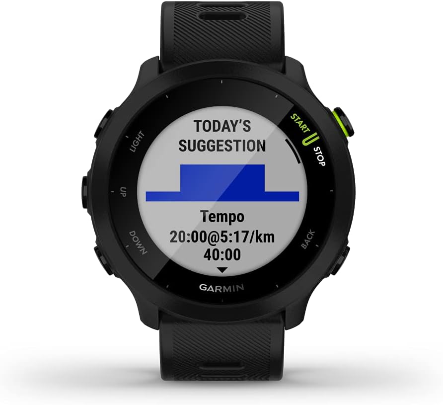 Garmin Forerunner 55, GPS Running Watch with Daily Suggested Workouts, Up to 2 Weeks of Battery Life, White