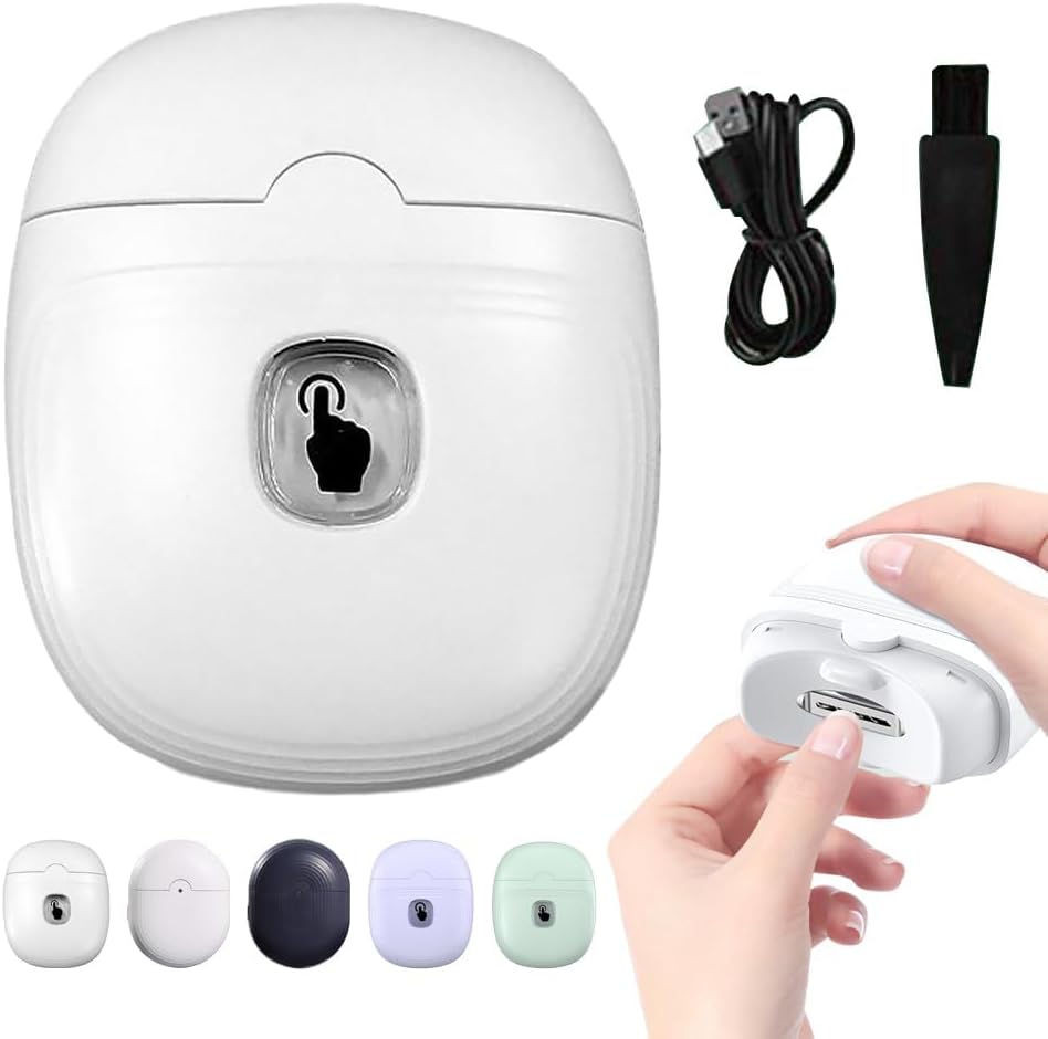 Electric Automatic Nail Clipper, 2025 New Electric Automatic Nail Clippers Trimmer with Led Light, USB Rechargeable Fingernail Clippers Fingernail Manicure Set for Seniors Baby Kids Adults (White) - PuriLite