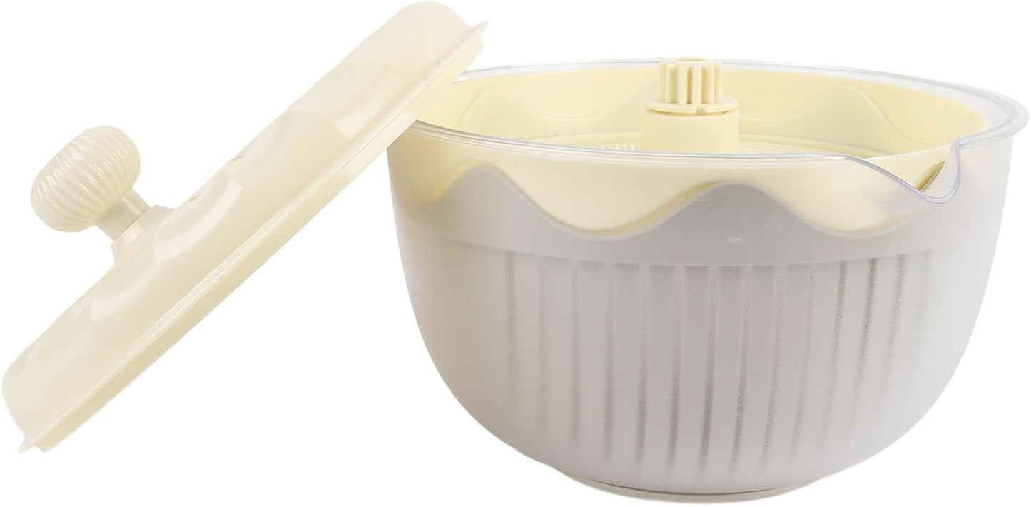 Salad Spinner Efficient Vegetable Washer and Salad Chopper for Home Kitchen Food Grade ABS Safe Material (Beige)
