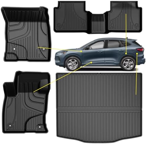 AOMSAZTO Floor Mats & Trunk Mat for 2024 2025 Chevy Equinox EV (Non Fuel),TPE All Weather Protection 2 Rows Car Floor Liners with Cargo Liner for Chevrolet Equinox EV (Non Fuel)