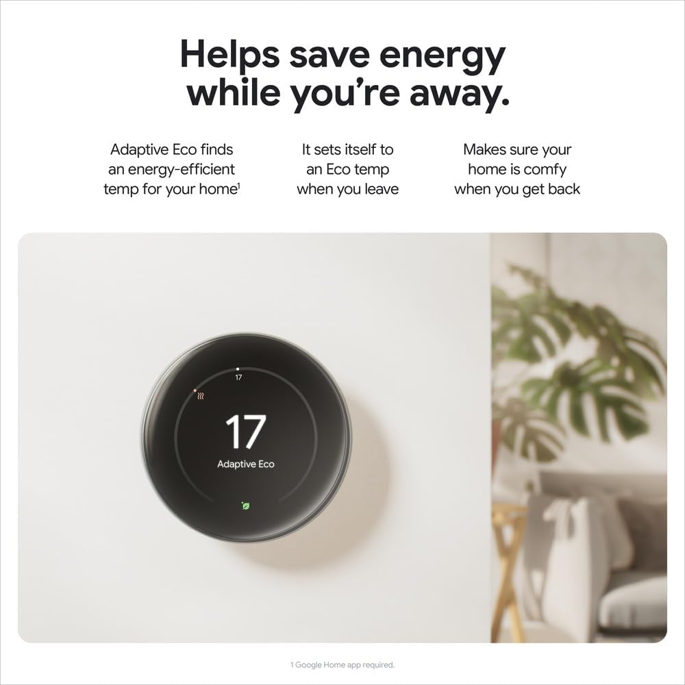 Google Nest Learning Thermostat (4th Gen) with Nest Temperature Sensor (2nd Gen) - Energy Saving Smart Thermostat with Adaptive Eco - Works with Alexa and Google Home App - Polished Obsidian