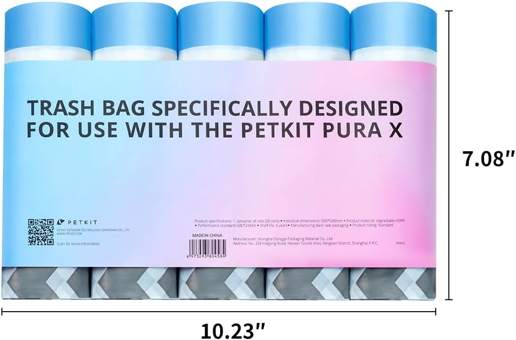 PETKIT PuraX PuraMax Replaced Waste Bags-1 Roll, Portable Cat Litter Waste Receptacles Bags for Self-Cleaning Cat Litter Box