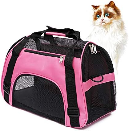 MuchL Cat Carrier for Small Cats Dogs Soft-Sided Pet Carrier for Cats Puppies Small Pets Airline Approved Lightweight Comfortable Travel Cat Dog Carrier (Small, Pink)