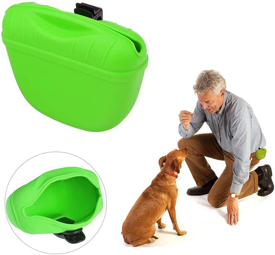 tooloflife Dog Treat Pouch, Silicone Dog Training Bag Portable Dog Treat Bag with Magnetic Closing and Waist Clip for Dog Training 3PCS Black