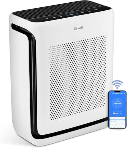 LEVOIT Air Purifiers Large Room bedroom Home Up to 1875 ftยฒ with Washable Filters, Smart WiFi Air Quality Monitor, HEPA Sleep Mode and Auto Mode, Removes Allergies, Pet Hairs, Smoke, Dust, Vital 200S