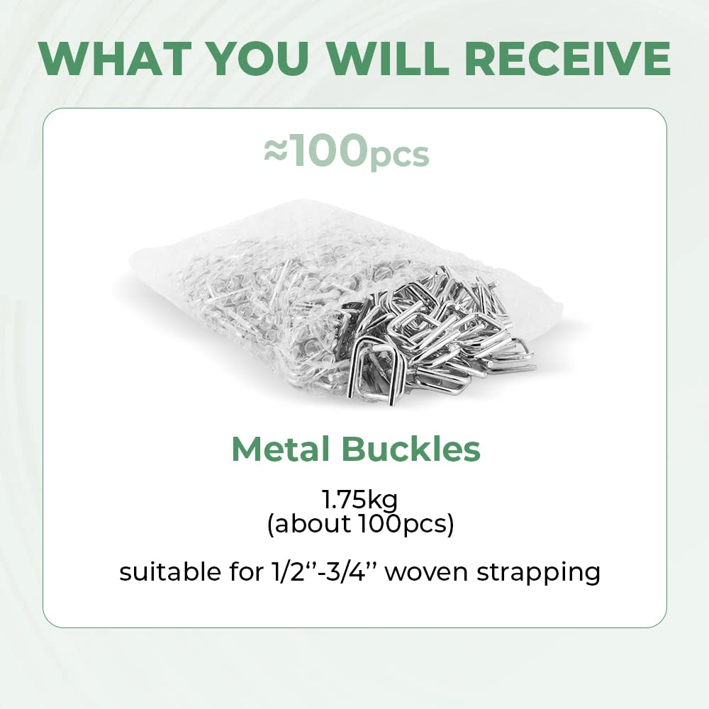 Flyrivergo 3/4" Heavy Duty Metal Wire Buckle for Woven Cord Strapping 100 Pack (Pack of 100)
