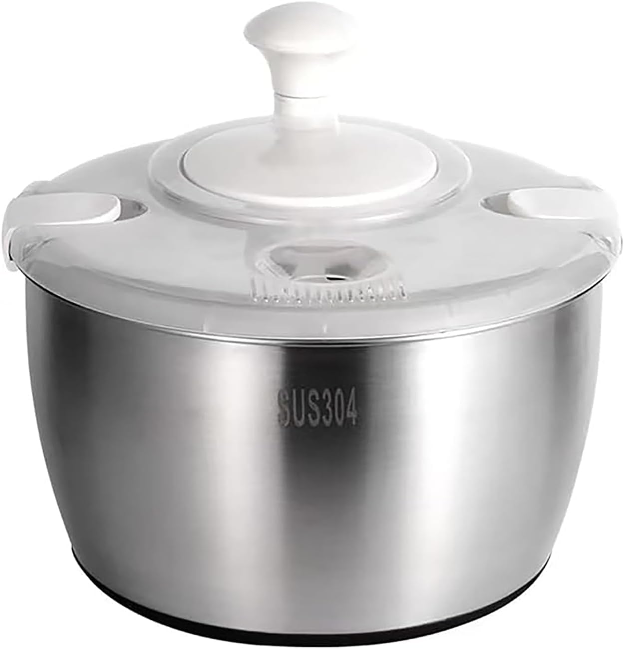 Salad Spinner, Large Stainless Steel Vegetable Washer, 5.3 Qt Plastic Lid for Washing Pasta and Fries, Durable Kitchen Tool