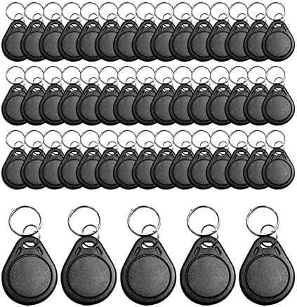 RFID Key Fobs 125KHz 50 PCS, T5577 Proximity ID Tag Rewritable Keypad Card Door Lock Entry Access Control System Fob Tag Wholesale (Black)