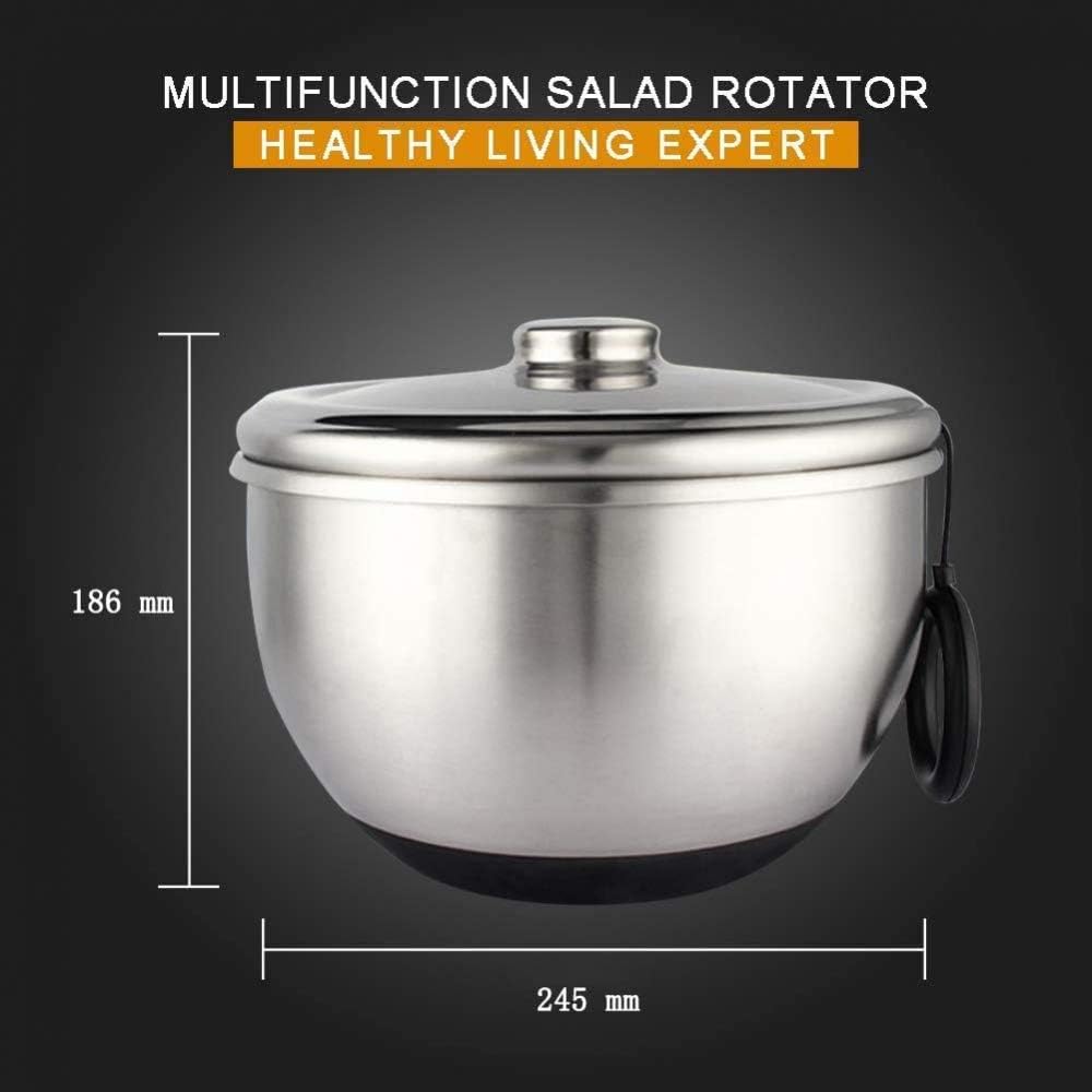 Salad Spinner Manual Large Capacity Fruit Vegetable Dryer, Ring Pull Type Multifunctional with Drain Sieve Quick Dry, Stainless Steel