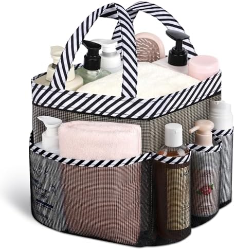 Attmu Mesh Shower Caddy Portable for College Dorm Room Essentials with 8 Pockets, Hanging Shower Caddy Basket Tote Bag Toiletry Accessories for Bathroom