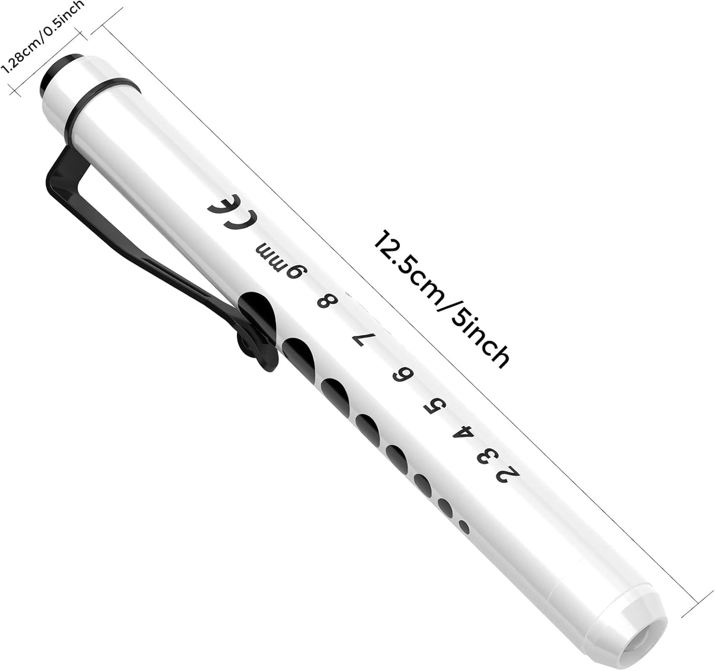RISEMART Pen Lights for Nurses, 2 Pack Reusable Medical Light with Pupil Gauge and Ruler, White Light LED Penlight for Student Doctors EMT (Black/White)