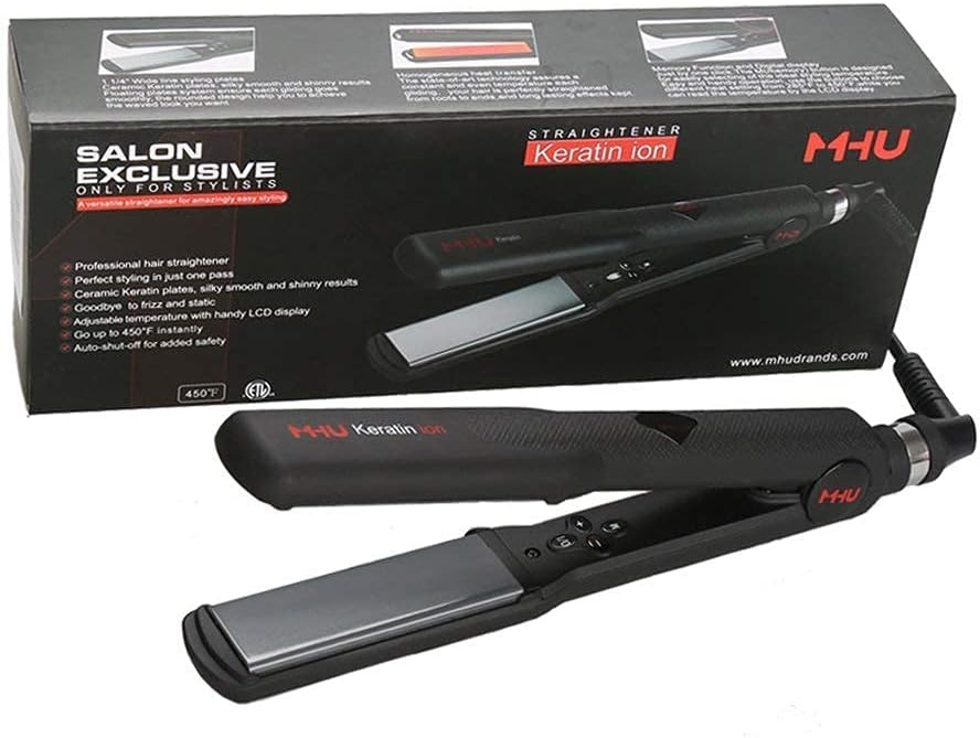 Tourmaline Ceramic Hair Straightener Instant Heat Up Flat Iron Dual Voltage Keratin Ion Flat Iron Anti Frizz with Adjustable Temperature and Auto Shut Off,1.25 inch