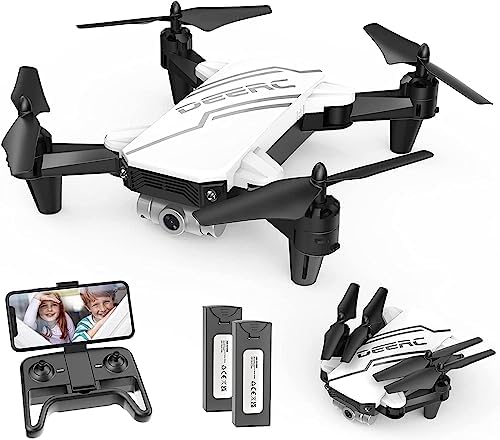 DEERC D20 Mini Drone Foldable for Kids with 720P HD FPV Camera Remote Control Toys Gifts for Boys Girls with Tap Fly,Auto Hover,Voice/Gesture Control,Speed Adjustment,2 Batteries,3D Flip