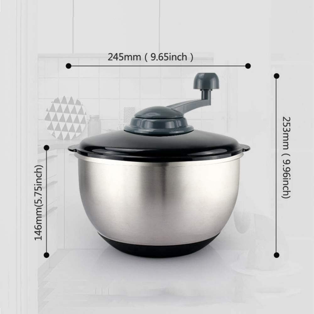 Salad Spinner, Stainless Steel Salad Dried Bowl, Great Capacity Innovative Design Vegetable Dehydrator with Grid and Bowl, Efficient and Easy Drying with Pull System,Silver-A