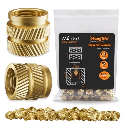HANGLIFE Heat-Set Threaded Inserts, M3 Heat Set Insert for 3D Printing Components and Plastic Parts - Brass Metric Knurled Nuts (100 Pieces)