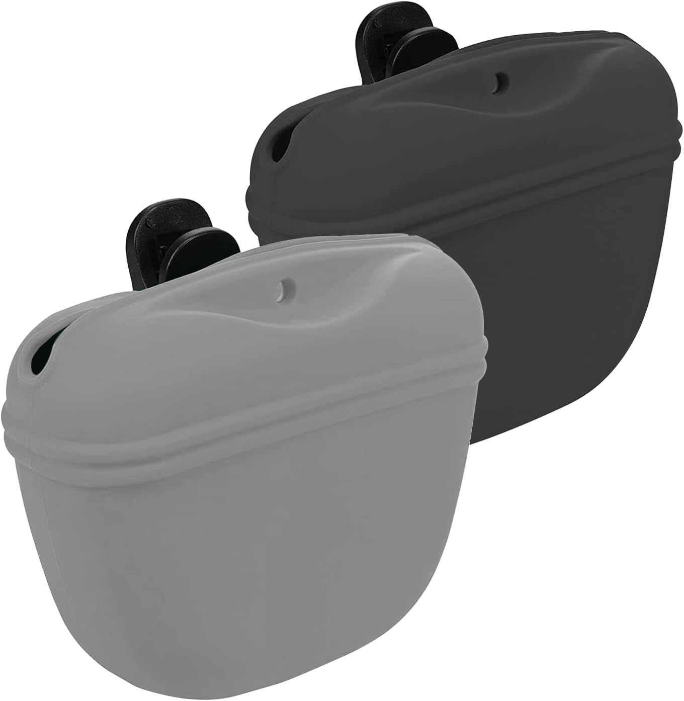 Silicone Dog Treat Pouch 2pcs, MGKSHADOW Treat Pouch Dog Training with Clip and Magnetic Closure, Dog Treat Bag for Dog Walks (Grey & Black)