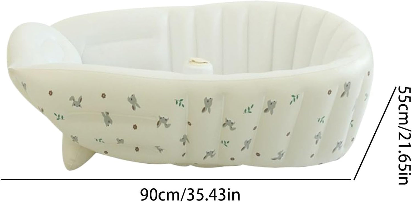 Baby Bath Tub, Inflatable Toddler Wash Tub Bath Seat With Pump | Adjustable Bathing Support Seat, Foldable Sitting Shower Bathtub For Camping Beach Travel Outdoor