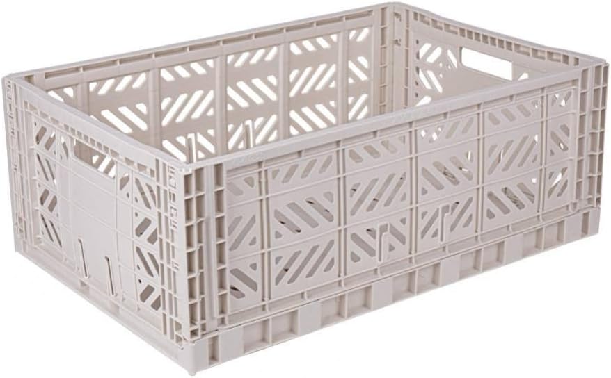 AYKASA Collapsible Storage Bins, Plastic Crate for Storage, Collapsible Crate, Utility Stackable Box (Small, Arctic blue)