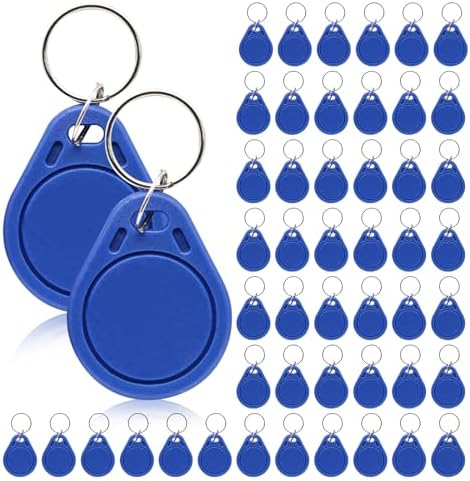 RFID Key Fobs 125KHz 50 PCS, T5577 Proximity ID Tag Rewritable Keypad Card Door Lock Entry Access Control System Fob Tag Wholesale (Black)