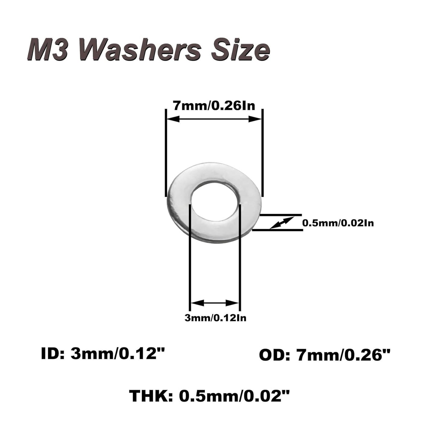 Fajoeda M6 Flat Washers 120Pcs M6 304 Stainless Steel Flat Washer for Bolts Screws, M6 x 12 mm x 1.5 mm