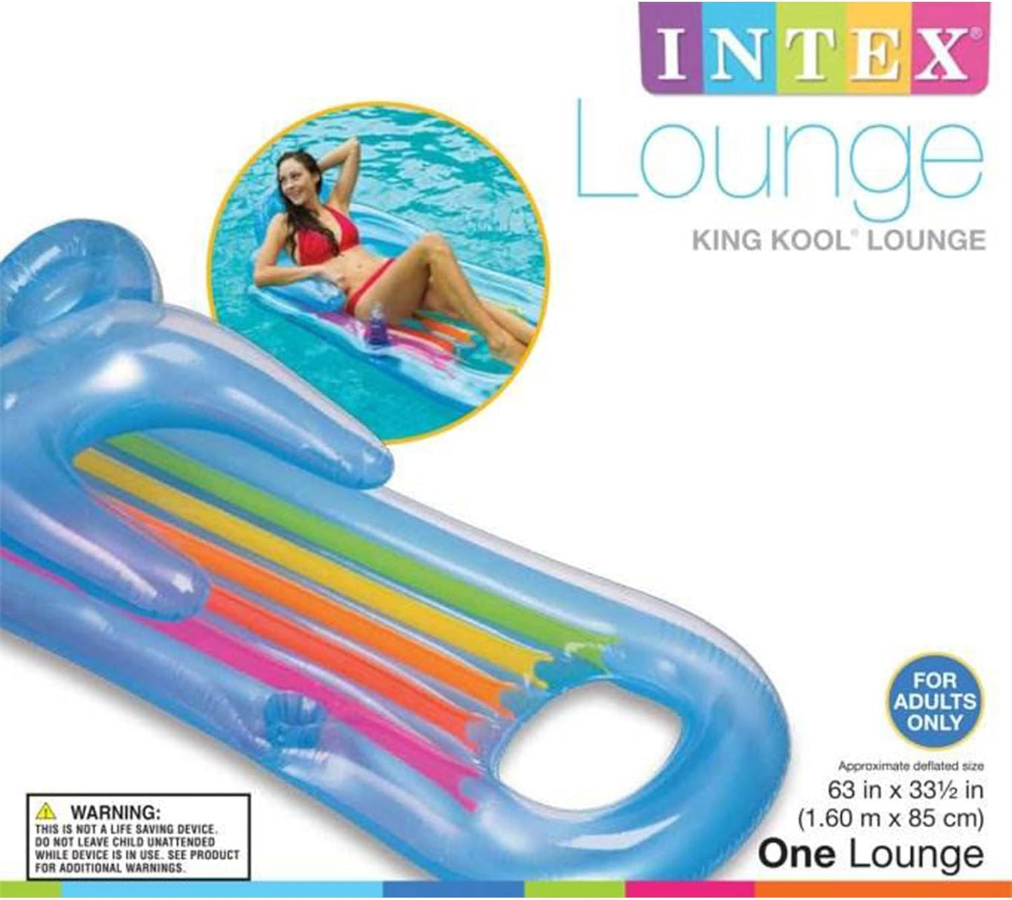 Intex King Kool Lounge Inflatable Swimming Pool Lounger with Headrest (Pair)