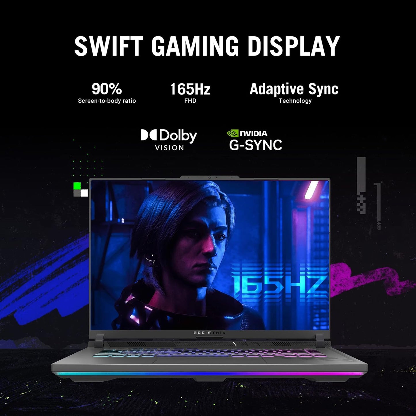 ASUS ROG Strix G16 Gaming Laptop, 165Hz Display, NVIDIA® GeForce RTX™ 4060, Intel Core i7-13650HX, 16GB DDR5, 1TB PCIe Gen4 SSD, Wi-Fi 6E, Windows 11, G614JV-AS74