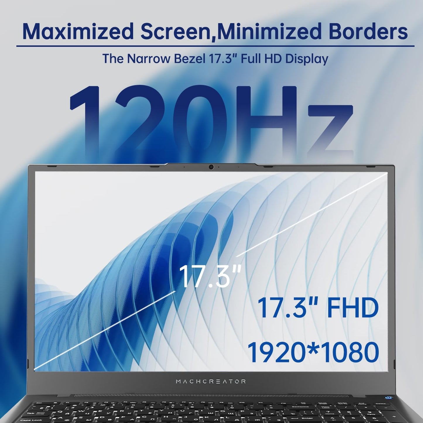 Machenike Machcreator N17A 17.3" Laptop, 17.3" FHD 120Hz Display, 4-Cores Intel Processor, 16GB DDR5 RAM, 512GB PCIe SSD, HDMI, Webcam, Backlit Keyboard, SD Card Reader, Wi-Fi, Windows 11 Home, Grey