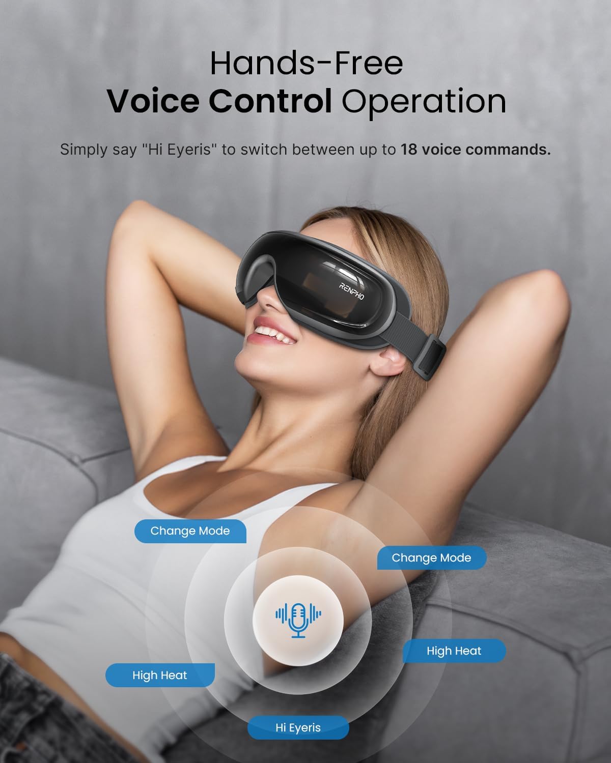 RENPHO Eyeris 3 Heated Eye Mask with Cooling Gel Pad – Rechargeable Eye Relaxation Device with Voice Control, Bluetooth Music & Adjustable Fit