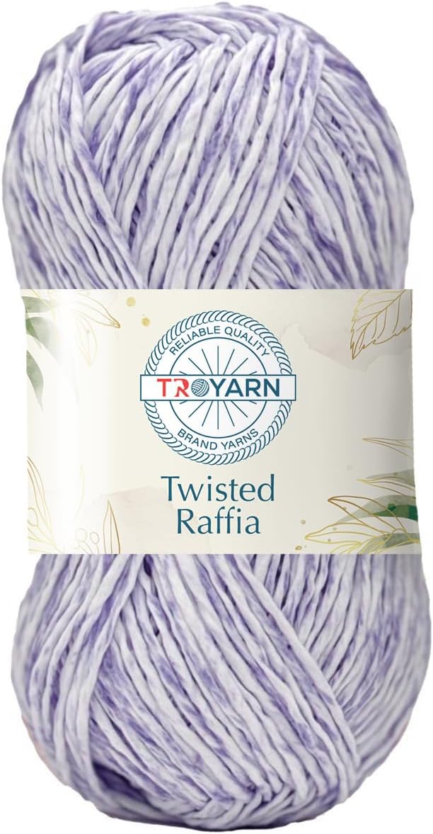 Troyarn Twisted Raffia Yarn for Crafting and Design,Raffia for Creative Projects, Soft Beach Bag,Hat, Hand Knitting Handbags Medium(4) 100% Polyester / 3.52 Oz(100g)/109 Yd (100m)(118202 - Purple Mix)