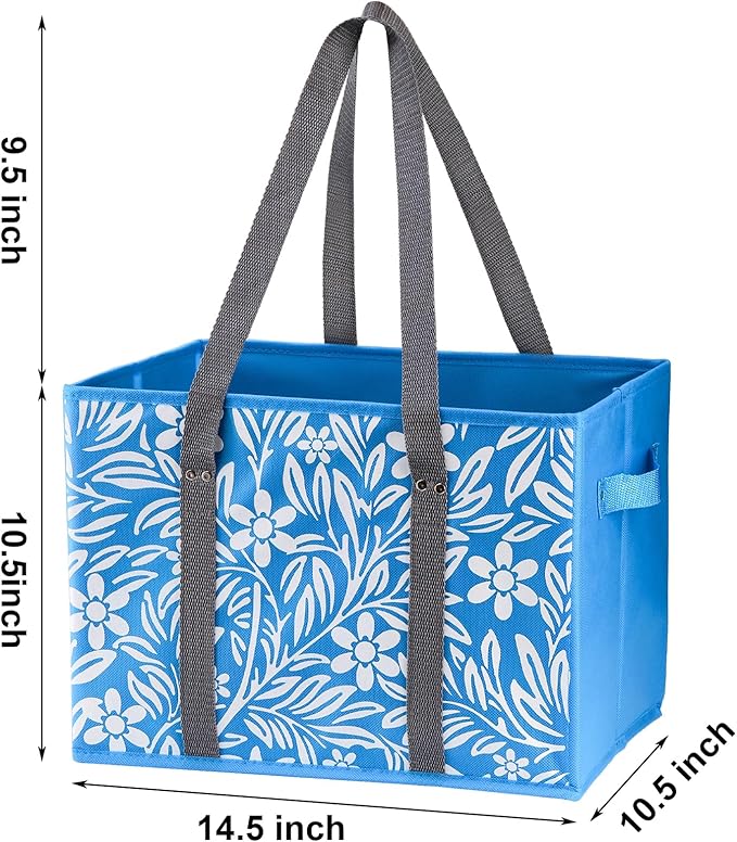 Yarlung 4 Pack Reusable Grocery Bags, Collapsible Large Storage Box Bag with Reinforced Bottom and Handle, Heavy Duty Foldable Shopping Tote Bags for Groceries, Clothes, Toys Organizer
