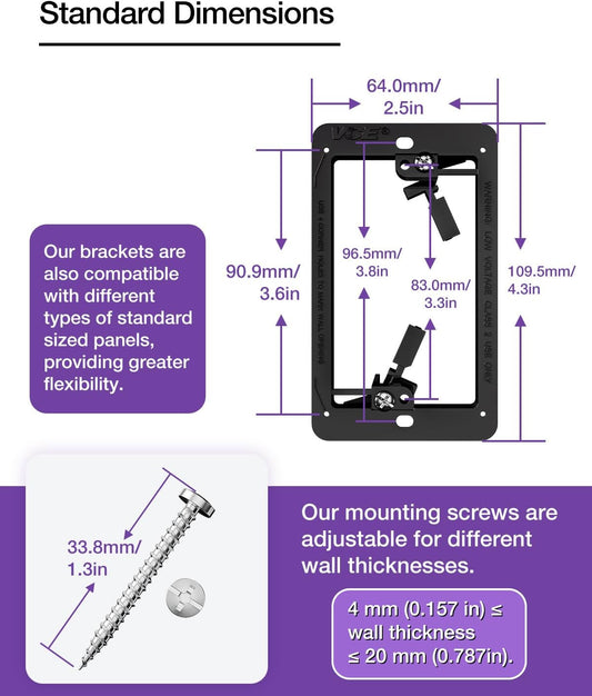 VCE 5-Pack Single Gang Low Voltage Mounting Bracket Wall Plate for Telephone Wires, Network Cables, HDMI, Coaxial, Speaker Cables (Black)