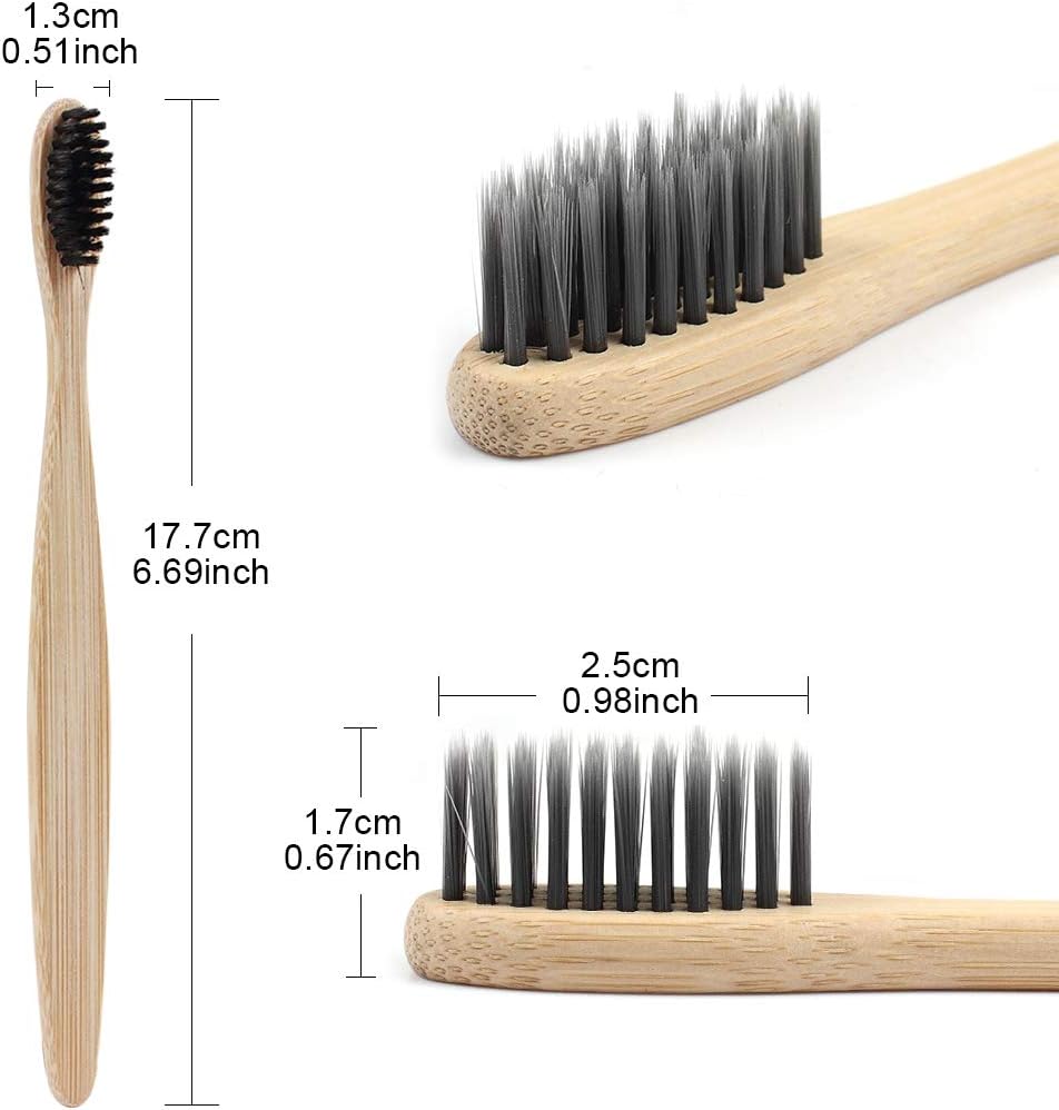 SWKJ Bamboo Toothbrushes with Soft Bristles,10 Pcs Organic Natural Adult Kids Bamboo Soft Toothbrush, Eco-Friendly and Plastic Free Packaging for Family, Travel(Multicolor)
