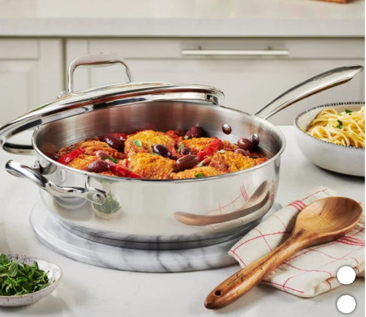 Lagostina Stainless Steel Sauté Pan with Lid, 28 cm (5 L) - PuriLite