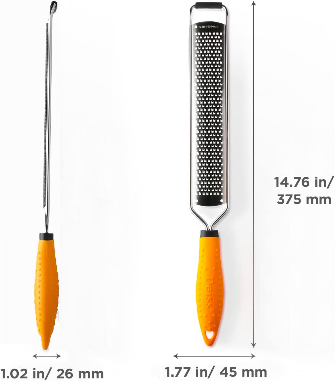 Deiss PRO Lemon Zester & Heavy Duty Cheese Grater & Vegetable Grater — Parmesan Cheese Lemon, Garlic, Nutmeg, Chocolate, Fruits, Vegetables, Ginger Grater - Cheese Shredder