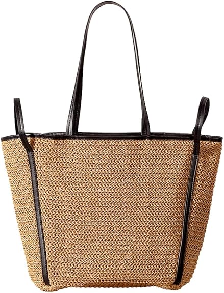 NIBD Large Woven Shoulder Bags for Women Summer Vacation Beach Bag Travel Straw Totes Bag Raffia Handbag