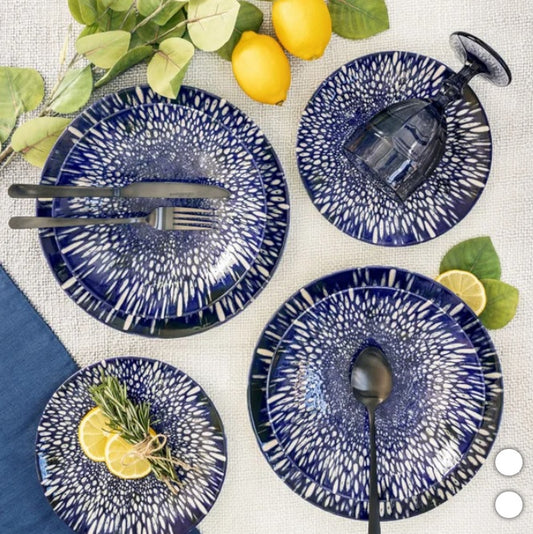 Mesa Ceramics Blue Stoneware Dinnerware, 12-pieces